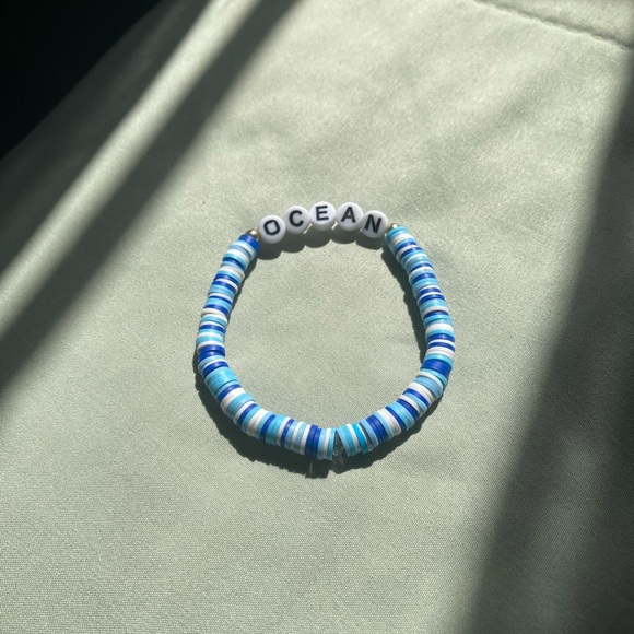 ❤️‍🔥BOGO FREE NEW handmade ocean pastel beachy blue beaded bracelet set flower - Picture 4 of 5